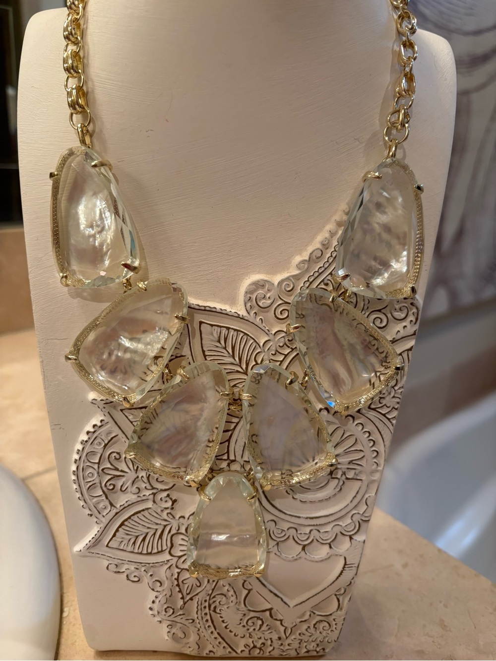 Kendra Scott Gold-Tone Clear Faceted Statement Necklace